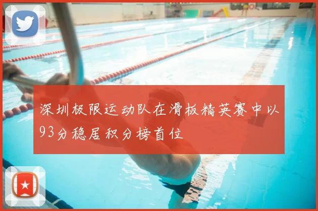 深圳极限运动队在滑板精英赛中以93分稳居积分榜首位